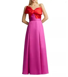 Party Dresses Fashion Red Contrast Bow Evening Dress Belt A-Line Bandeau Sweetheart Satin Woman Prom Special Occasion 2024 Custom