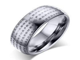 wedding ring Engraved Chinese Buddhist Character Tungsten carbide Ring for Men and woman Religions Lucky Jewelry3663786