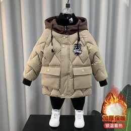 Winter Boys Down Jacket Thick Warm Cotton Clothes Kids Parka Hooded Zipper Snowsuit Coats for 5-12 Years Children Outerwear 240202
