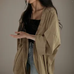 Women's Blouses 2024 Summer Pure Cotton Oversize Blouse Long Sleeve Cardigan Tops Korean Style Clothing Women Loose Coat Blusas Mujer