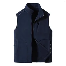Men's Vests Mens Vest Fleece Jacket Warm Outdoor Vestes Lapel Jackets Zipper Pocke Sale Soild Trench Coat For Fine Male Fall Winter