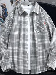 Men's Casual Shirts Men Shirt Plaid Flannel Oversize Plus Size 6xl 7xl 8xl 9xl Fashion Loose Long Sleeve Cotton Soft Dress High Quality