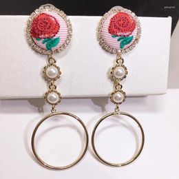 Dangle Earrings E107 Circle Flowers Pendientes Boho Largos Mujer Statement Long Bohemian Jewellery Jewlery Brincos For Women