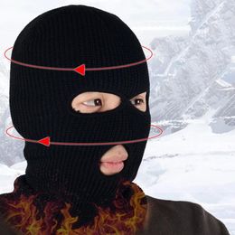 Berets Winter Warm Headgear Three-Hole Woollen Hats Windproof Cold-Proof Thickened Face Mask Full-Face Hat Gorras Para Hombresbeanie