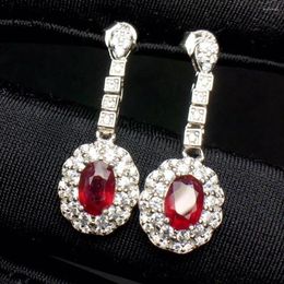 Stud Earrings The Anniversary Gift Ruby Earring 925 Sterling Silver Fahshion Natural And Real