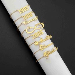 Anklets Lemegeton Custom Name Anklet Bracelet For Women Personalised Stainless Steel Leg Chain Female Ankle Bracelet Foot Jewellery YQ240208