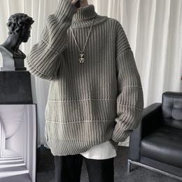 Autumn Winter Mens Casual Turtleneck Pullover Men's Long Sleeve Rollneck Sweater Korean Style Fashion Warm Knitted Sweater 240125