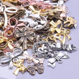 Charms 30/50pcs Random Mix Gifts Bowknot Antique Bronze Ornament Earring Pendants Diy Bulk For Jewellery Making Craft