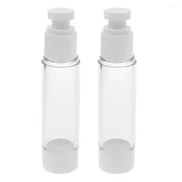 Makeup Brushes 2x Sterile Airless Pump Bottle Refillable Toner/Lotion/ Container