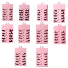 False Eyelashes 5Pair Half Lashes Cat-Eye Fluffy-Wispy Accent Natural Look Handmade Soft DIY Cluster Pack