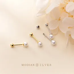 Stud Earrings Modian Genuine 925 Sterling Silver Elegant Pearl Studs Earring For Women Simple Ear Fashion Party Fine Jewellery Bijoux