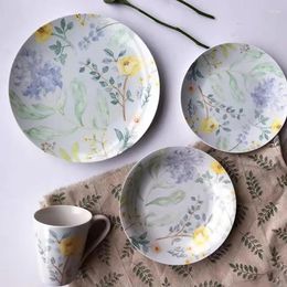 Plates Ceramic Tableware Retro Flowers Speciality Pasta Steak Plate Kitchen Sushi Snack Dessert Dishes Fruit