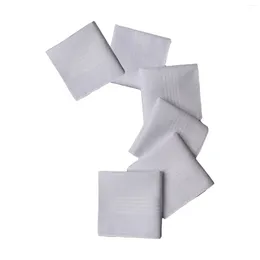 Bow Ties 6x Pure White Handkerchiefs Solid Color Cotton Hankies Men Gift For Grandfather Birthday Wedding Gentlemen Party