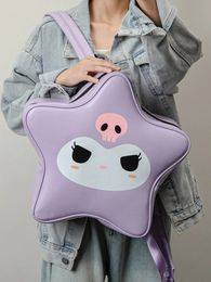 Brand Designer PU Leather Cartoon Printing Womens backpack Casual Large Star School Bag Travel for Teenage Girls 240130