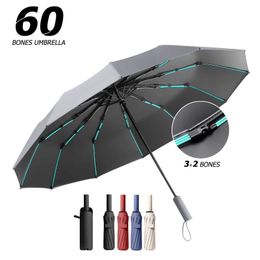 Strong 12k 60Bones Large Windproof Fold Umbrella for Men Women Fully Automat Waterproof Sunproof UV Umbrella Luxury Rain 240123