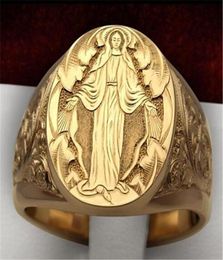 Retro Virgin Mary Ring For Women European And American Elegant Female Gold Gifts Friends Cluster Rings9664279