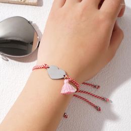 Link Bracelets YASTYT Double Red Rope Simple Stainless Steel Heart Shape Pendants Tassel Women Jewelry Gifts
