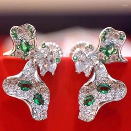 Stud Earrings Flower Earrins Simple Style For Women Fine Jewellery Female 925 Sterling Silver With Cubin Zircon Christmas Gift
