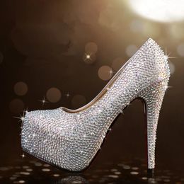 Crystal Pumps Women Shoes Platform High Heels Wedding Shoes Bride Red Silver Platform High Heels Ladies Shoes Platform Heels 240118