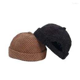 Berets Autumn And Winter Polyester Warm Solid Docker Cap Brimless Hat Beanie Landlord Sailor Men Women 112