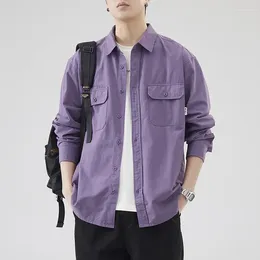 Men's Casual Shirts Spring And Autumn Japanese Men Retro Simple Shirt With Loose Coat
