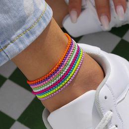 Anklets 9 Colours Unique Adjustable Iron Chain Anklet Bracelet for Women Summer Beach Thin Chain Ankle Barefoot Y2K Female Foot Jewellery YQ240208