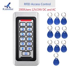 2000Users Metal Stainless Steel RFID Access Control Keypad IP68 Waterproof Outdoors Card Reader Security 12V24V DC and AC 240123