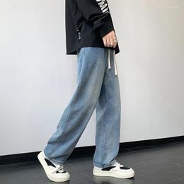 Men's Jeans Men Wide-leg Straight Light Blue Baggy Pants Elastic Waist Loose Trousers Male Big Size XXL Casual Brand Fashion