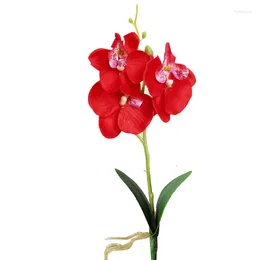 Decorative Flowers Silk Forget Not Triple Head Artificial Butterfly Orchid Flower Home Wedding Decor
