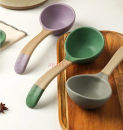 Spoons Antique Ceramic Soup Spoon High-end Exquisite Long Handle Congee