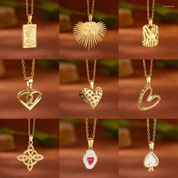 Pendant Necklaces 316L Stainless Steel Heart Star For Women Gold Plated Fashion Geometry Flower Chain Choker Necklace Jewellery