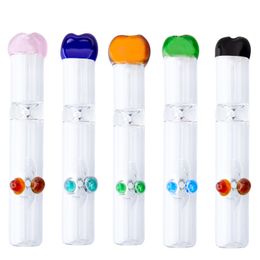 Headshop888 Y103 Smoking Pipe About 4.52 Inches Colored Flat Mouth 2 Dots Anti-Rolling Oil Rig Glass Pipes