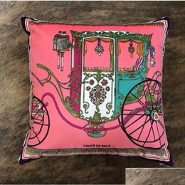 Cushion/Decorative Pillow Luxury 45X45Cm Case Er With Tassel Super Soft Veet Double-Sided Printing Carriage Sign Horse Designer Sofa Dhumq
