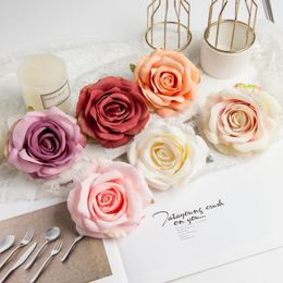 100PCS 10CM Silk Roses Wedding Bridal Accessories Clearance Household Products Christmas Decorations for Home Artificial Flowers 240131