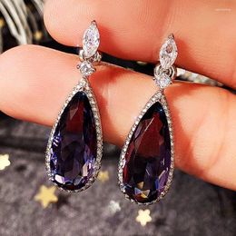 Dangle Earrings CAOSHI Luxury Female With Charming Purple Crystal Temperament Party Accessories Gift Exquisite Women Jewellery