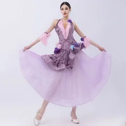 Stage Wear Ballroom Dance Competition Dress For Women Sexy Backless Latin Big Swing Skirts Suit Adult Modern DQS15427