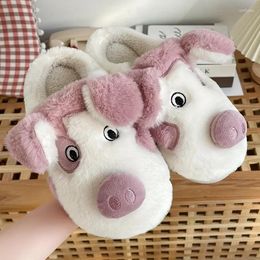 Slippers Women Cute Cartoon Plush Novelty Closed Toe Furry Soft Sole Slip On Shoes Winter Warm Fuzzy Home