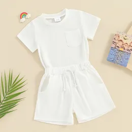 Clothing Sets Toddler Baby Boy Girl Summer Clothes 3 6 9 12 18 24 Months Solid Color Outfits 2T 3T T Shirt And Shorts Set