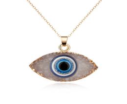 New Natural Stone Evil eyes Pendant Necklace for women Long Chain Crystal Turkish Eye necklaces Girls Luck Jewelry2513627