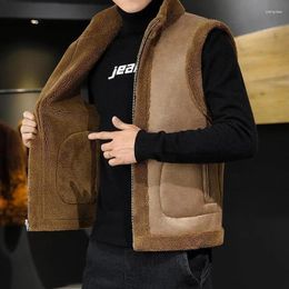 Men's Vests Warm Fashion Casual Gilet Male Jacket High Quality Double-sided Vest For Men Winter Lamb Wool Coat Sleeveless Waistcoat