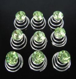 New arrive 100Pcs Light Green Color WEDDING BRIDAL CTYSTAL HAIR PIN Hair s Spins Pins8167934