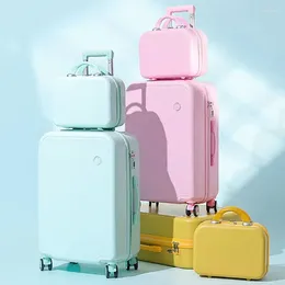 Suitcases Macaron Trolley Box Student Suitcase Female Universal Wheel 24 26 Inches Password Checked Travel Mala De Fashion Trunk Large Bag