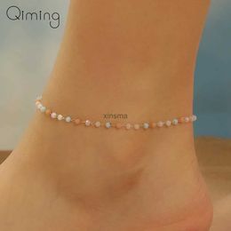 Anklets Elegant Tiny Bead Chain Anklet For Women Foot Jewellery Beach Party Gifts Anklets Bracelets Female YQ240208