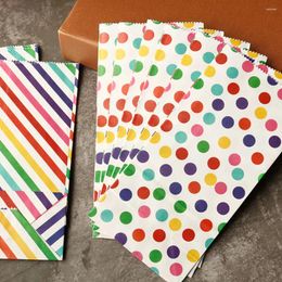 Gift Wrap 2-10pcs Colourful Polka Dot Striped Paper Envelope Wedding Party Invitation Open Top Packing Treat Bag
