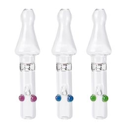 Headshop888 Y096 Smoking Pipe About 4.72 Inches Bullet Style Mouth 2 Colourful Dots Anti-Rolling Dab Rig Glass Pipes