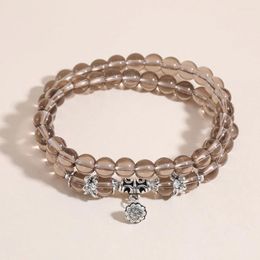 Strand OAIITE 8mm Tea Crystal Pendant Wrap Bracelet For Men And Women Yoga Meditation Healing Reiki Energy