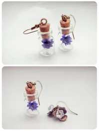 Stud Earrings Glass Bottle Real Flower Jewellery Vial Dried Earring Miniature Natural