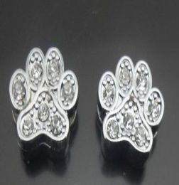 100pcslot 8mm rhinestone paw slide charm Fit for 8mm diy pet collar leather wristband keychains3183918