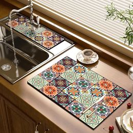 Table Mats Kitchen Absorbent Mat Sink Protector Anti-slip Drain Pad Coffee Machine Silicone Drying Bathroom Dust Rug