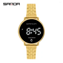 Wristwatches SANDA Full Touch Screen LED Digital Wristwatch Stainless Steel Band Sports Multifunctional Waterproof Casual Watch Clock